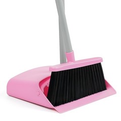 REEWII Pink Broom and Dustpan Set,58” Long Adjustable Handle Small