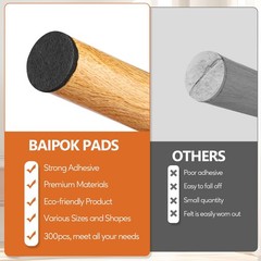 Furniture Pads 300 Pieces Felt Premium Huge Pack, Black, Black