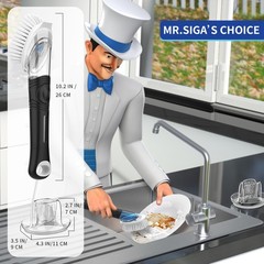MR.SIGA Soap Dispensing Dish Brush Storage Set, Kitchen 4×6 – 4pack, Black