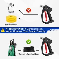 AURORA CAR 4350 PSI Short Pressure Washer Gun, 1/4” Quick Connector Black