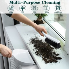 Zubebe 12 Pcs Mini Dustpan and Brush Set, Small Broom Mainly White