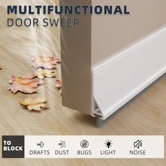 2 Pack Door Sweep with Brush, 39″ Silicone Under 39in*2 Pack, White