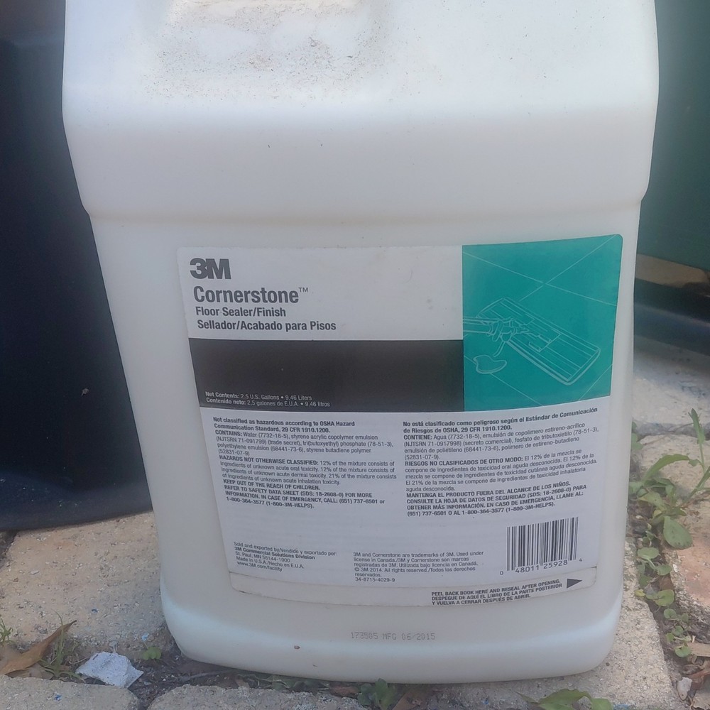3M Cornerstone Floor Sealer/Finish 2.5 Gallons Stone Concrete MPN 25928