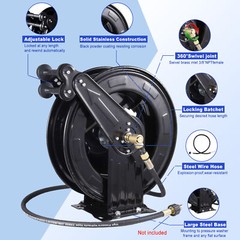 Heavy Duty Power Washer Jet Wash High Pressure Hose Reel (15 Metre x 3/8″ Hose)