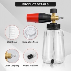 Adjustable Foam Cannon Pressure Washer,Wide Mouth Soap Gun,Transparent bottle