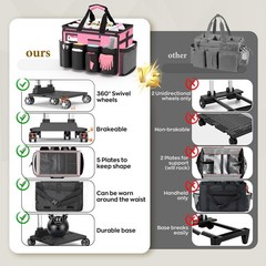Cleaning Caddy with Wheels – Rolling Cleaning Caddy Bag with Detachable Troll…