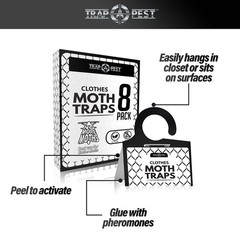 Clothing Moth Traps – 8 Pack – Non Toxic for Clothes 8 Pack, White
