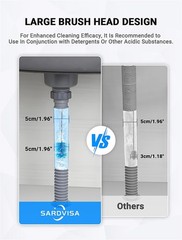 SARDVISA Flexible Long Drain Brush Tool with Large clean brush, Blue