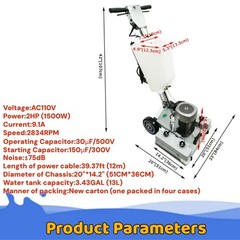 110V 2HP Tile Floor Grinding and Polishing Machine 2834RPM Wood Floor Cleaner
