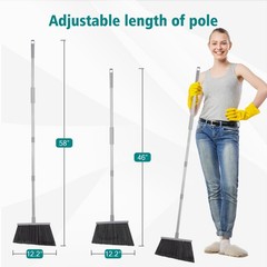 PBHEPJ Broom, 4 Pack Outdoor Broom for Floor Cleaning, 58″ Long 4 pack, Gray