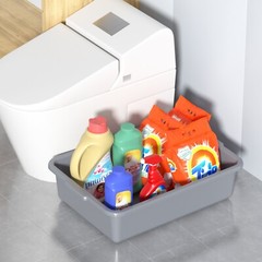 Idotry 32 Liter Large Plastic Bus Trays, Commercial Bus Tub Box Set of 4, Grey