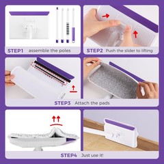 wlich Baseboard Cleaner Tool with Handle 2.0, Cleaner, White-purple