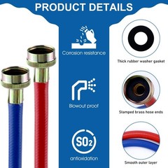 6FT Washer Water Line/Rubber Washing Machine Hoses 6FT,Universal Washing Mach…