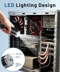 Compressed Air Duster-310,000RPM Cordless Air Blower with LED Light, 4 Gear A…