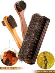 Youngjoy 6 Pieces Horsehair Shine Shoes Brush Kit Polish Dauber Applicators (B)