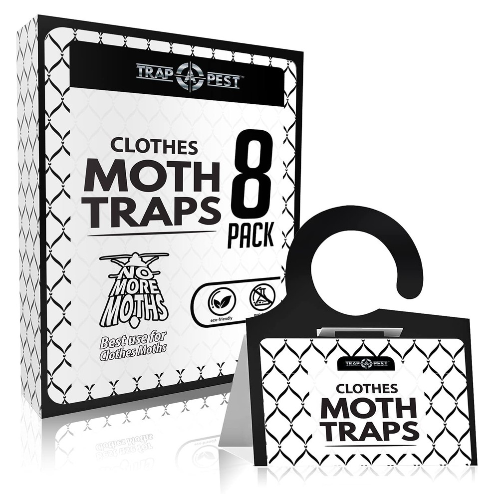 Clothing Moth Traps – 8 Pack – Non Toxic for Clothes 8 Pack, White