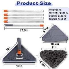 NWGOF Wall Cleaner Mop with 79 Inches Long Handle, 360° 78 inches, Gray