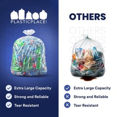 Plasticplace 55-60 Gallon High Density Trash Bags – Clear, 17 Microns, 150 bags
