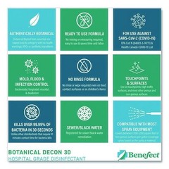 Benefect Botanical Decon 30 Disinfectant Cleaner, Lemon & Thyme Scent, 4/Pack