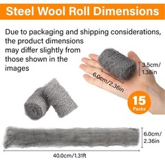 Alabrocon Bulk Steel Wool Roll Kit, 0000 15pcs, Gap Blocker, 0000…
