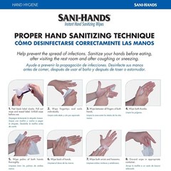 Sani-Hands Sanitizer Wipes Ethyl Alcohol Wipes with Aloe, Vitamin E 5.5 x 8.4in