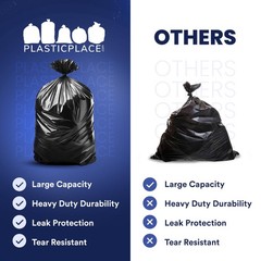 Plasticplace 55-60 Gallon Trash Bags 1.0 Mil Black Heavy Duty Garbage Can