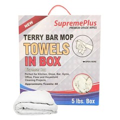 Premium White Terry Bar Mop Cotton Towels – 14 x 17 inch – 5 lbs. Compressed Box