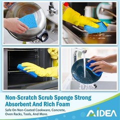 AIDEA Non Scratch Scrub Sponge, 24Count, Sponges 24 Count (Pack of 1), Blue
