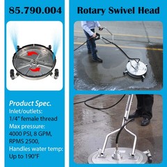 For BE Whirl-A-Way Surface Cleaner Rotary Swivel Head 85.790.004 4000PSI 8GPM