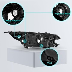 Headlight Assembly with Bulbs for 2012-14 CRV Black Housing Clear Reflector L&R