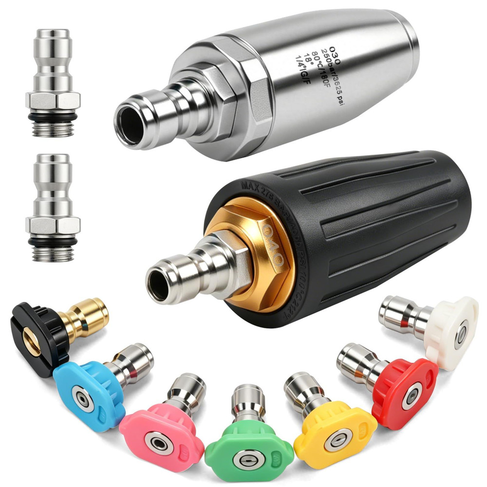 Dekeliy Pressure Washer Nozzles, 2 Pack 4000 PSI 360° Rotating Multicolor