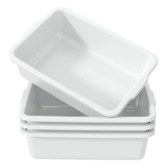 IDOTRY 32 L Large Commercial Bus Box, 4 Pk Plastic Bus Tubs for Restaurant White
