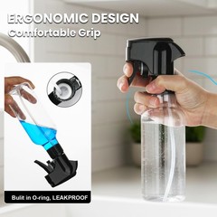 Hethyo Plastic Spray Bottles 12oz Mist Spraying Bottle Continuous Clear-2pcs