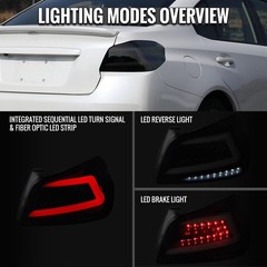 2015-2021 Subaru WRX US Spec Sequential LED Tail Lights Pair Black Smoke