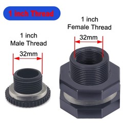 Qitdathn 2 PCS Rain Barrel Bulkhead Fitting kit 1 Inch (Diameter 32mm), Gray