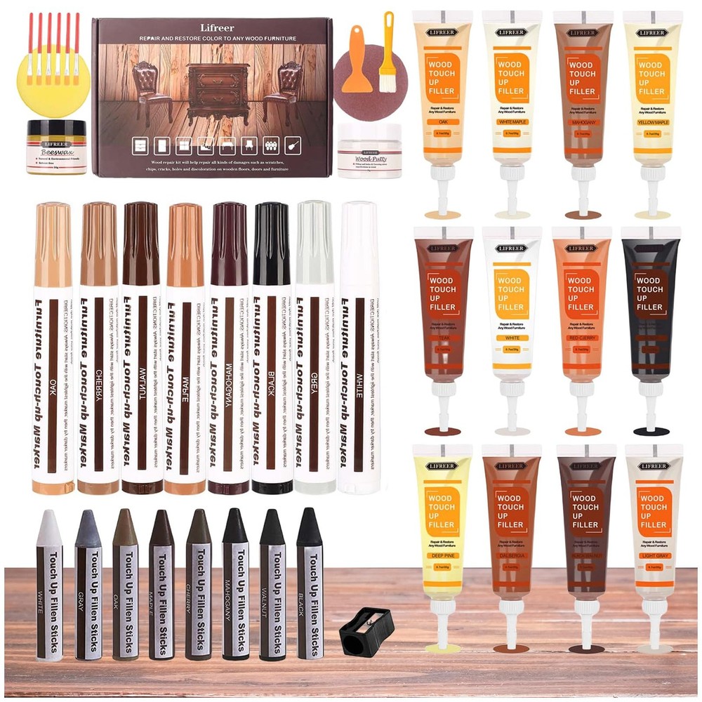 Lifreer Wood Repair Kit, 42 Pcs Furniture Kit – 42 Pcs, 42 Color