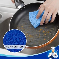 Mr.Siga Non-Scratch Cellulose Scrub Sponge Dual-Sided Dishwashing Sponge For