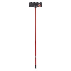Heavy Duty Floor Scrub Brush with Steel Handle Red and Black