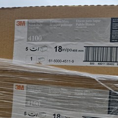 3M White Super Polish Pad 4100, White, 455 mm x 82 mm, 18 in. 5 pads