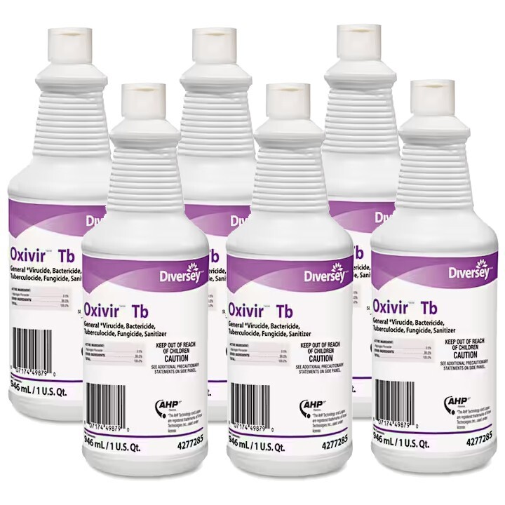 6x Diversey Oxivir Tb Liquid Surface Disinfectant Cleaner 32 oz./1 Quart