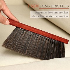 Hand Broom Counter Brush with Wood Handle Soft Bristle Dusting Brush for Car Fur