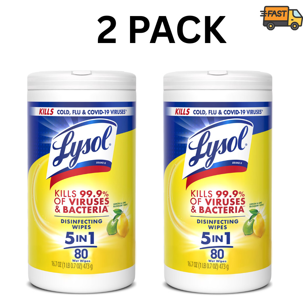 Lysol Multi-Surface Disinfecting Wipes Lemon & Lime Blossom 80 Ct 2 Pack