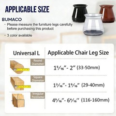BUMACO 40Pcs Chair Leg Floor Protectors Universal L, Clear-40 Pcs