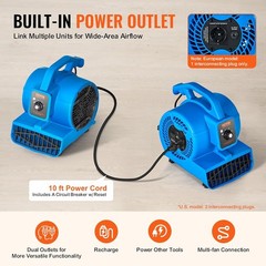 Uimoso 1360 RPM 600 CFM Air Mover Floor Blower with 4 Blowing Angles 3-Speeds