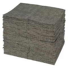 Brady-Sorbent Pad, 19 gal, 15 in x 19 in, Universal, Gray, 100 PK|21304