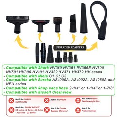 Replacement Vacuum Attachments & Brushes plus Universal Adapter 11PCS, Black