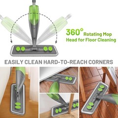 IOPRETTY Spray Mop for Floor Cleaning – Wet Dry Hardwood Medium, Gray Green