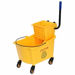 35 Quart Large Capacity Mop Bucket Side Press Cleaning Wringer Trolley