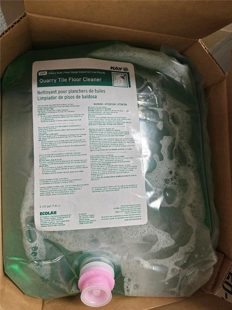 = Ecolab Kay Quarry Tile Floor Cleaner 2 Gallon Bib Bags 2 Bags Per Box #1111715