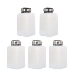 5 Pcs White 200ml Alcohol Push Down Pump Dispenser Bottle Press